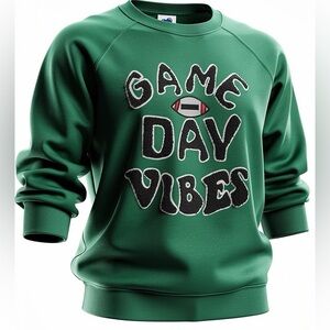 NEW Women’s JUST MADISON Game Day Vibes Cropped Sweatshirt- Green